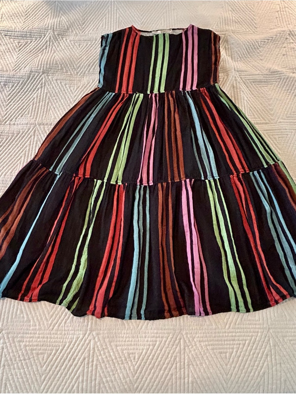 Ace & Jig Black Midi Dress with Multicolor Stripes